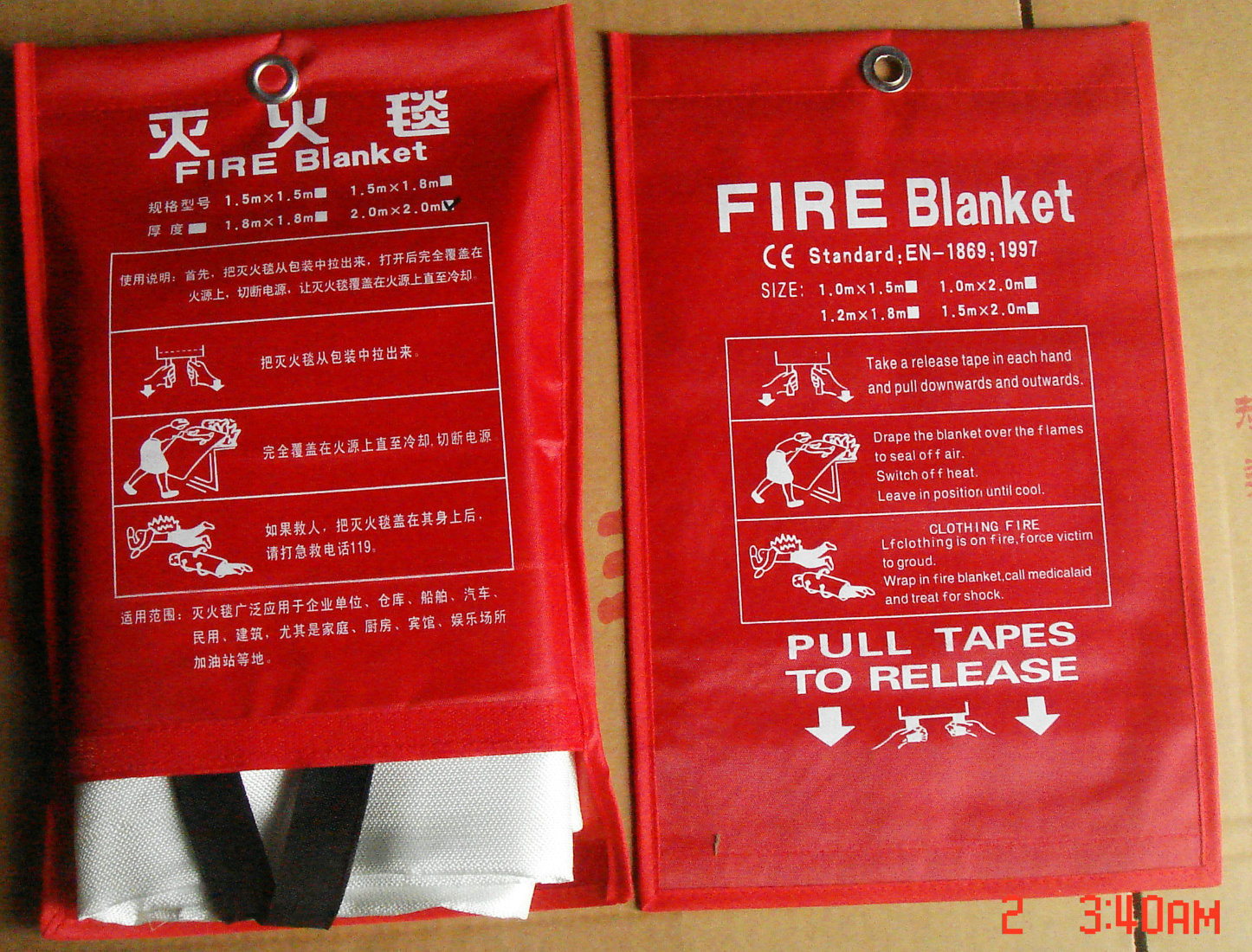 2m*2m Glassfiber Fire Blanket Fire fighting blanket
