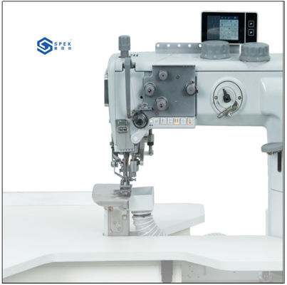Computerized  attaching shoulder pads to armholes and trimming edge sewing machine